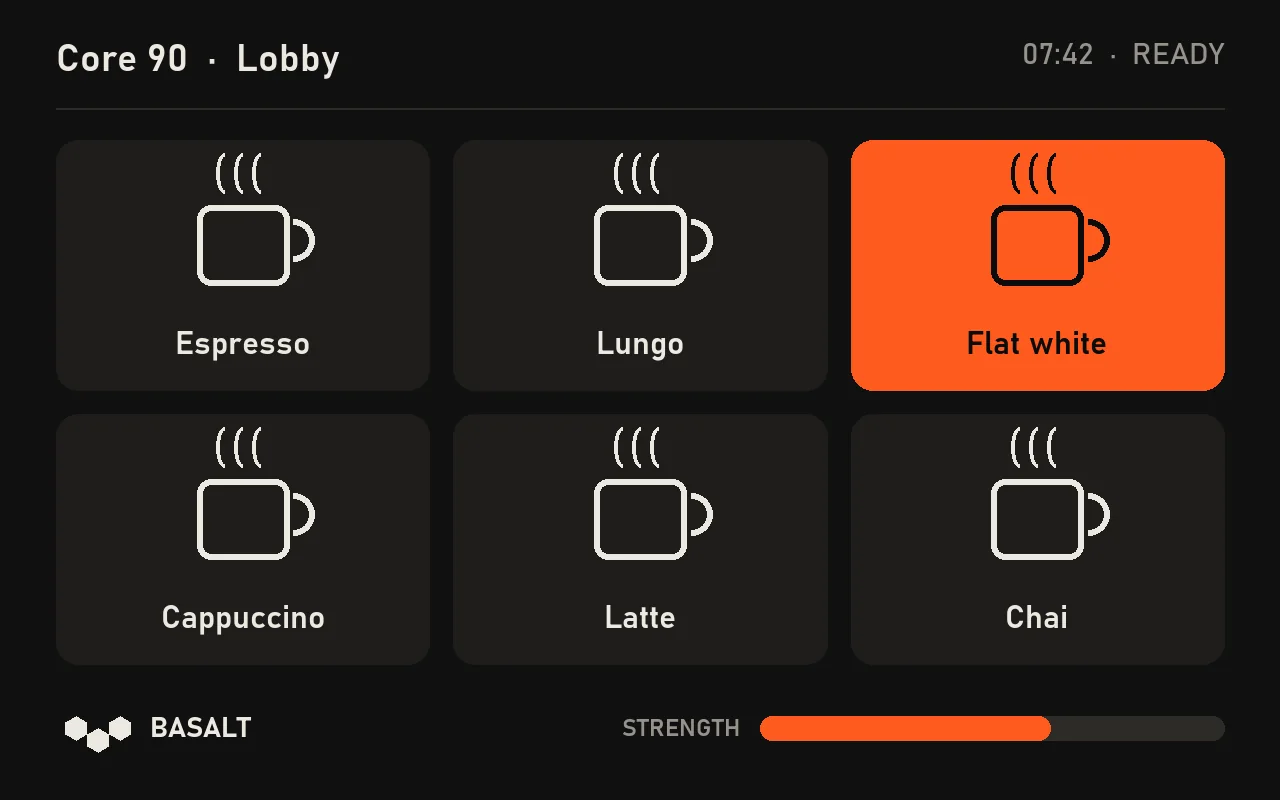 The 10-inch touch display menu