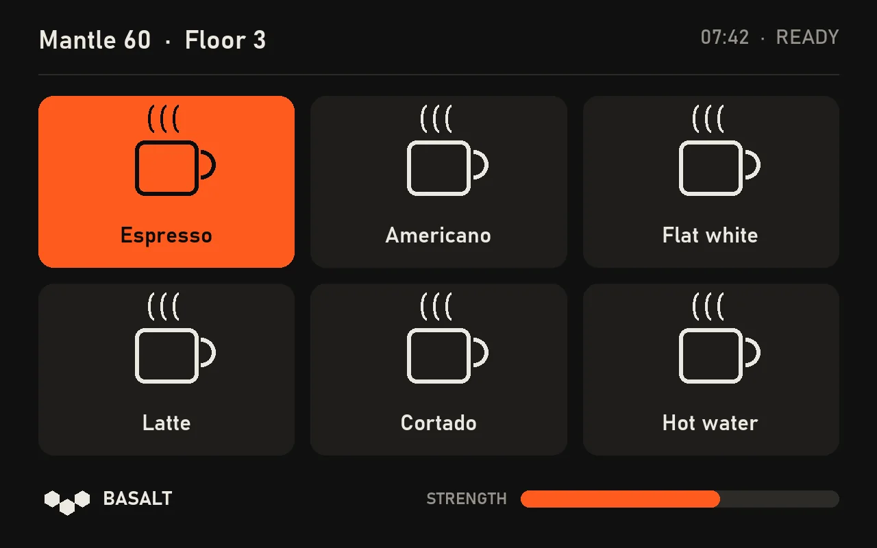 The 8-inch touch display menu